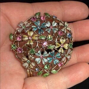 Vintage 1980s Signed MONET Floral Brooch Pin